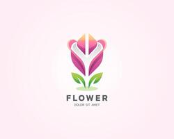 Abstract colorful flower logo gradient vector