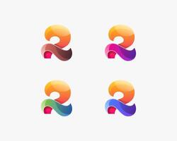 Set of creative colorful number two logo vector
