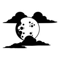 drawing of a full moon covered in black clouds vector