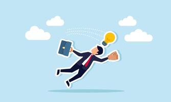 A businessman tries to catch a thrown light bulb using a baseball glove, illustration of the effort to capture creativity, ideas, and business innovation vector