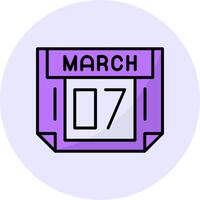 7 March Filled Circle Fill Style Icon vector