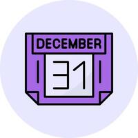 31 December Filled Circle Fill Style Icon vector