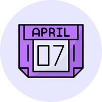 7 April Filled Circle Fill Style Icon vector