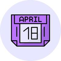 18 April Filled Circle Fill Style Icon vector