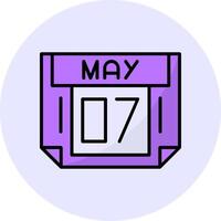 7 May Filled Circle Fill Style Icon vector