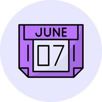 7 June Filled Circle Fill Style Icon vector