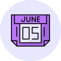 5 June Filled Circle Fill Style Icon vector