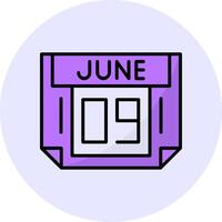 9 June Filled Circle Fill Style Icon vector