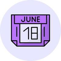 18 June Filled Circle Fill Style Icon vector