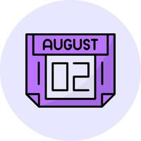 2 August Filled Circle Fill Style Icon vector