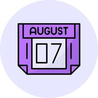 7 August Filled Circle Fill Style Icon vector