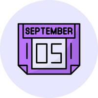 5 September Filled Circle Fill Style Icon vector