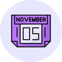 5 November Filled Circle Fill Style Icon vector