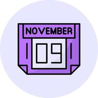 9 November Filled Circle Fill Style Icon vector