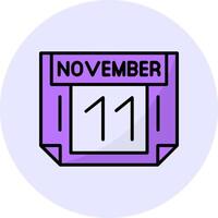 11 November Filled Circle Fill Style Icon vector