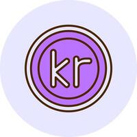 Norwegian Krone Sign Filled Circle Fill Style Icon vector
