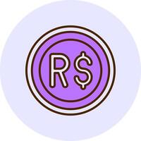 Brazilian Real Sign Filled Circle Fill Style Icon vector