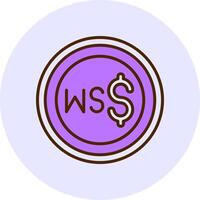 Samoan Tala Sign Filled Circle Fill Style Icon vector