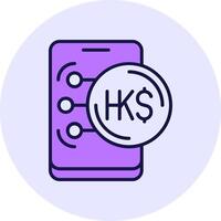 Hong Kong Dollar Filled Circle Fill Style Icon vector