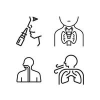 Respiratory Health and Functions Line Art Icons set . vector