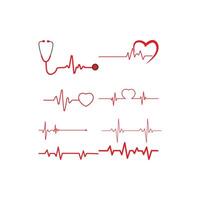 Cardiogram wave hand-drawn set. vector