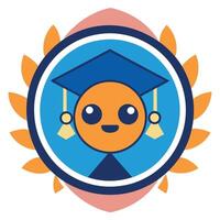 A picture of a graduation cap with a blue background. vector