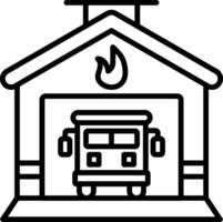 Fire Station Line Icon Design Element vector