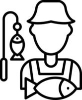 Fisherman Line Icon Design Element vector