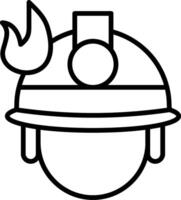 Firefighter Helmet Line Icon Design Element vector