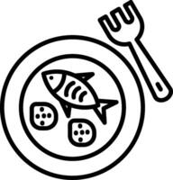 Fried Fish Line Icon vector