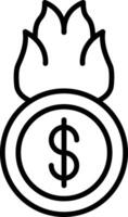 Burn Coin Line Icon vector