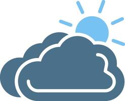 Cloudy Glyph Two Color Icon Design vector