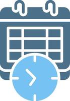Clock Glyph Two Color Icon Design vector