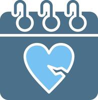Heartbreak Glyph Two Color Icon Design vector