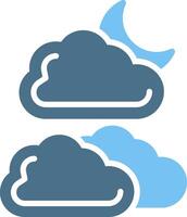 Cloudy Night Glyph Two Color Icon Design vector