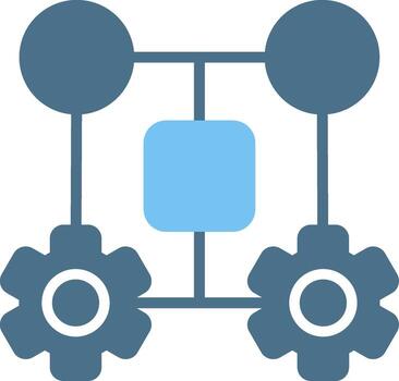 máquina aprendizaje glifo dos color icono diseño vector