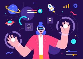 Metaverse Technology Design Featuring VR Headsets for Communication in the Digital Age vector