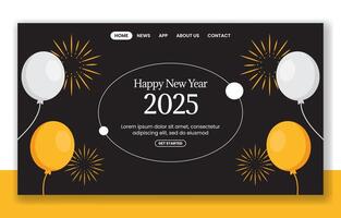 Happy New Year 2025 Social Media Landing Page Template with Festive Elements vector