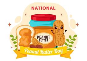 National Peanut Butter Day Design with Delicious Spread and Peanuts vector