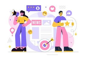 Marketing and Public Relations Strategy Illustration Showing Teamwork in a Flat Design Background vector