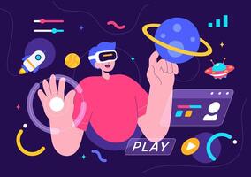 Future Communication in Virtual Reality A Metaverse Technology Illustration vector