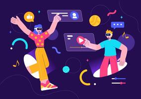 Illustration of a Person Engaged in Metaverse Virtual Reality Experience vector