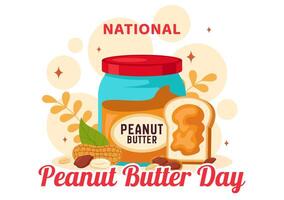 Flat Style Peanut Butter Jar and Spoon Illustration for January 24 vector