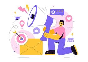 Public Relations and Marketing Team Collaboration Illustration in a Cartoon Style Background vector