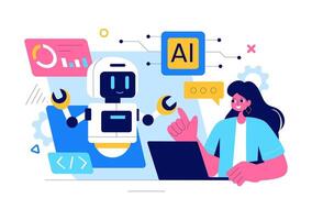Art of AI and Digital Brain Technology with Programmer Interaction vector