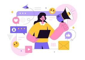 Teamwork in Public Relations Illustration for Developing Marketing Ideas in Mass Media vector