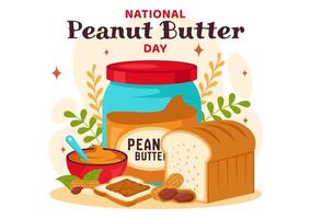 Peanut Butter Day Artwork Featuring Jars and Fresh Peanuts vector