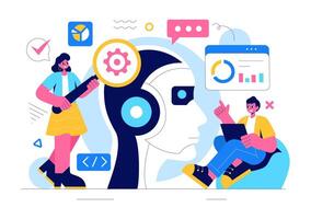 Artificial Intelligence Concept with a Focus on Data Systems and Programming vector