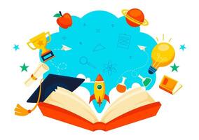 January 24 Education Day with Study Elements and a Cartoon Background Design vector
