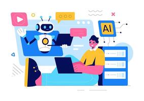 Illustration of AI and Digital Brain Technology in a Scientific Background vector